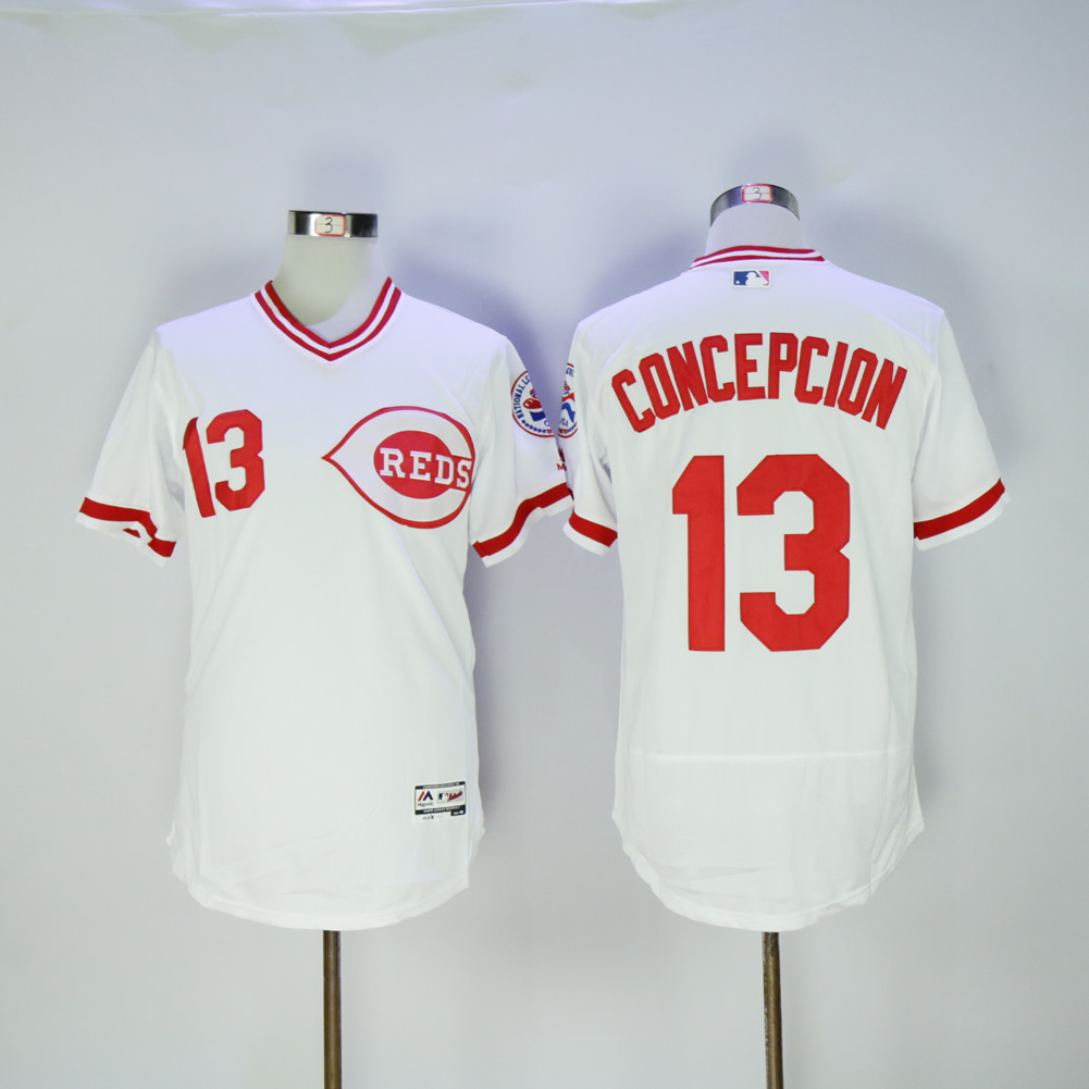Men MLB Cincinnati Reds #13 Concepcion white Flexbase jerseys->boston red sox->MLB Jersey